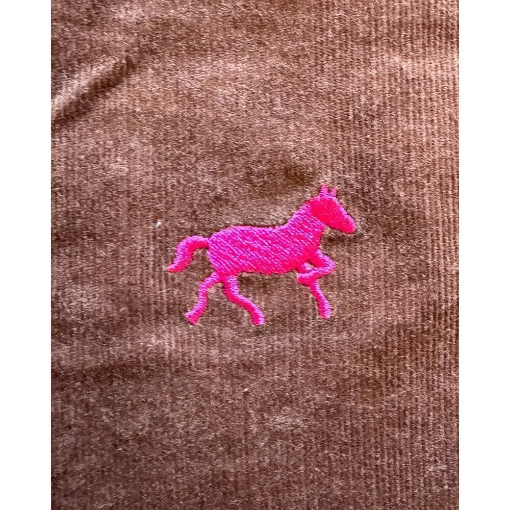 Vintage Lilly Pulitzer Corduroy Mini Skirt w/ Embroidered Pink Horses Size 4 - Picture 4 of 4